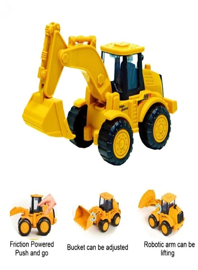 بلس بوينت مجموعة ألعاب حفارة وجرافة البناء من بلس بوينت للأطفال | ألعاب شاحنات بناء تعمل بالاحتكاك للعب التخيلي | مناسبة للأولاد والبنات من عمر 3 سنوات فما فوق | مركبات ادفعها وانطلق بها للأطفال الصغار - Image 5